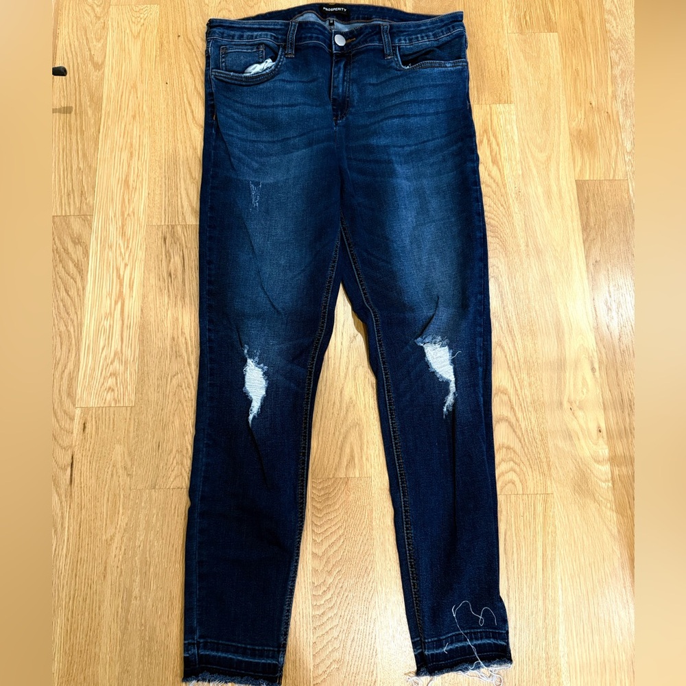 Navy Distressed Skinny Jeans for Women